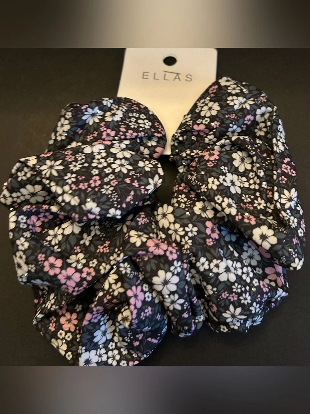 Ellas Women’s Large Floral Scrunchie Set of Six Multicolor with Rhinestones NWT